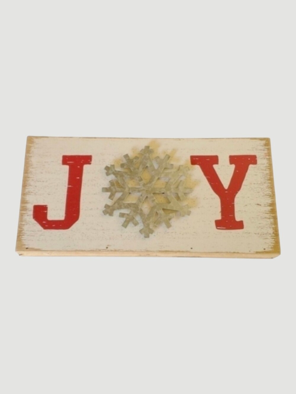 JOY small sign stand or hang with string hook distressed Hallmark used p…